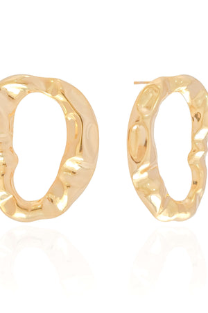 Brinco Orgânico Vazado Banhado a Ouro 18K
