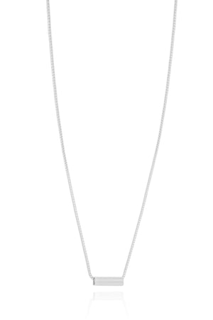 Gargantilha Pingente Retângulo Liso Ródio Branco - 45 cm