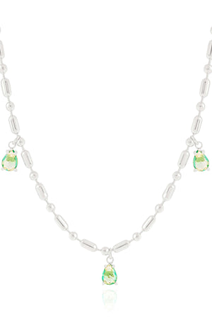 Gargantilha Gomos Gotas Turmalina Ródio Branco - 40 cm