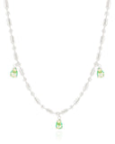 Gargantilha Gomos Gotas Turmalina Ródio Branco - 40 cm