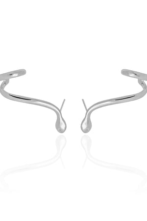 Ear Cuff Cobra Lisa Ponto de Luz Cristal 3.0 cm Ródio Branco