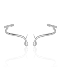 Ear Cuff Cobra Lisa Ponto de Luz Cristal 3.0 cm Ródio Branco