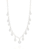 Gargantilha Coração Gota Cristal Ródio Branco - 40 cm