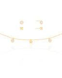 Conjunto Borboleta e Ponto de Luz Cristal Banhado a Ouro 18K