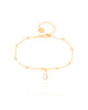Pulseira Elos Bolinhas Gota Cristal Banhado a Ouro 18K