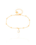 Pulseira Elos Bolinhas Gota Cristal Banhado a Ouro 18K