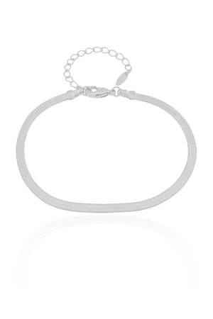 Pulseira Malha Fita 3 mm Ródio Branco