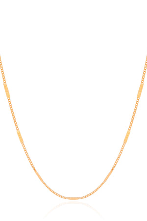 Gargantilha Longa Grumet Achatada Banhado a Ouro 18K - 80 cm