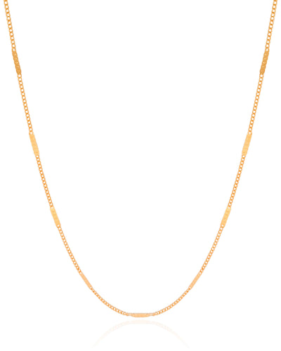 Colar Longo Grumet Achatada 2 mm Banhado a Ouro 18K - 80 cm