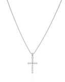 Gargantilha Veneziana Cruz Coração Cravejado Cristal Ródio Branco - 45 cm