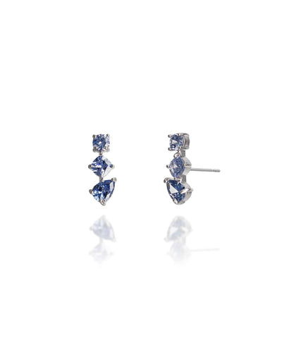 Brinco Ear Cuff Trio Pontos de Luz Azul Tiffany
