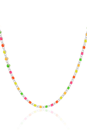 Choker Bolinhas Coloridas 2 mm Ródio Branco