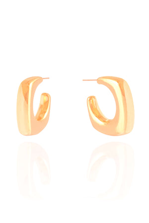 Brinco Argola Quadrada Lisa ABS 2.6 cm Banhado a Ouro 18K