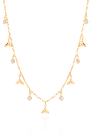 Choker Elos Caudas de Sereia Pontos de Luz Cristal Banhado a Ouro 18K