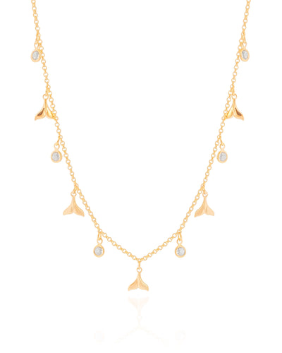 Choker Elos Caudas de Sereia Pontos de Luz Cristal Banhado a Ouro 18K - 35 cm
