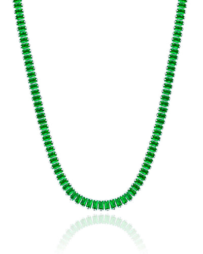 Choker Cristal Esmeralda Ródio Branco - 36 cm