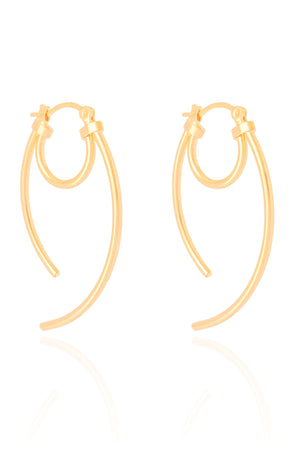 Brinco Argola Fecho Italiano Dois Filetes Lisos Banhado a Ouro 18K