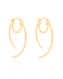 Brinco Argola Fecho Italiano Dois Filetes Lisos Banhado a Ouro 18K