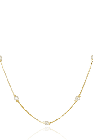 Gargantilha Veneziana com Pérolas 4 MM Banhado a Ouro 18K