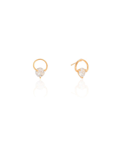 Brinco Fio Ponto de Luz Cristal 1,3 cm Banhado a Ouro 18K