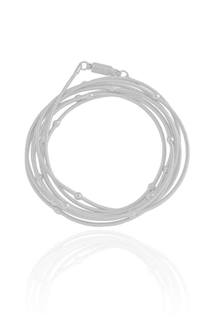 Pulseira Corda Violão Bolinhas 3 mm Ródio Branco