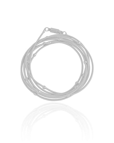 Pulseira Corda Violão Bolinhas 3 mm Ródio Branco
