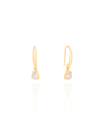 Brinco Gancho Gota Cristal Banhado a Ouro 18K