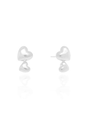 Ear Cuff Corações Lisos Ródio Branco