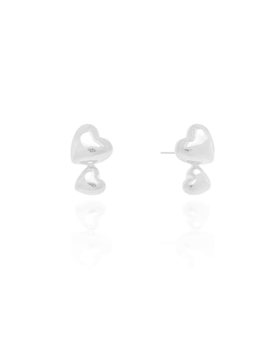 Ear Cuff Corações Lisos Ródio Branco