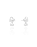 Ear Cuff Corações Lisos Ródio Branco