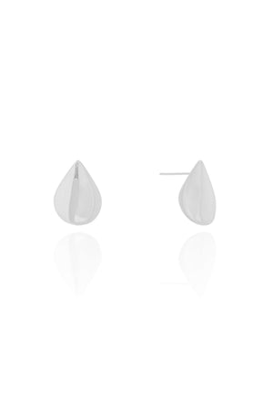 Brinco Gota Abaulada Lisa 1.5 cm Ródio Branco