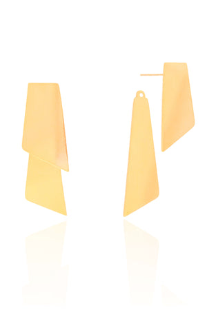 Brinco Ear Jacket Duas Chapas Lisas Banhado a Ouro 18K