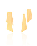 Brinco Ear Jacket Duas Chapas Lisas Banhado a Ouro 18K