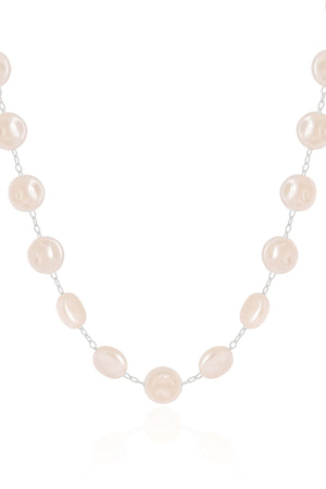 Choker Pérolas Achatadas 8 mm Ródio Branco