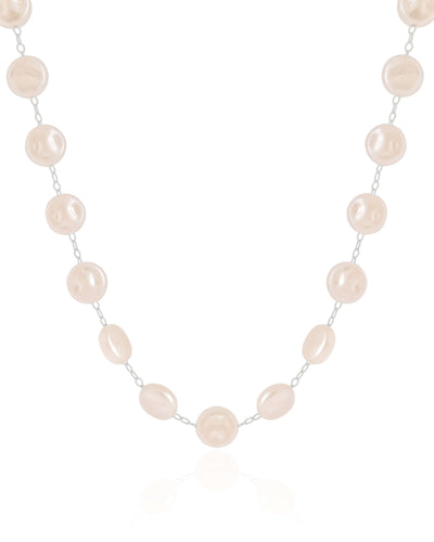 Choker Pérolas Achatadas 8 mm Ródio Branco - 32 cm