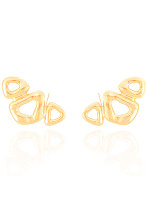 Ear Cuff Orgânico Vazado Liso Banhado a Ouro 18K