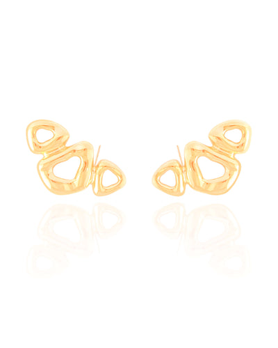 Ear Cuff Orgânico Vazado Liso Banhado a Ouro 18K