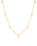 Choker Elos Gotas Cristais Banhado a Ouro 18K