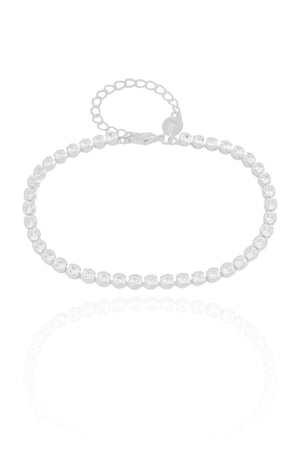 Pulseira Riviera Cravação Inglesa Cristal 3 mm Ródio Branco