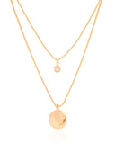 Gargantilha Dupla Redondo Ponto de Luz Cristal Banhado a Ouro 18K - 45/50 cm