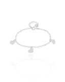 Pulseira Infantil Elos Corações Lisos Ródio Branco