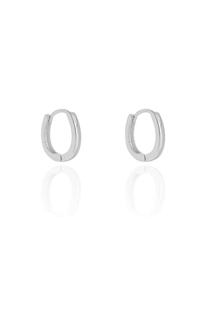 Brinco Argola Click Oval Lisa 1.5 cm Ródio Branco