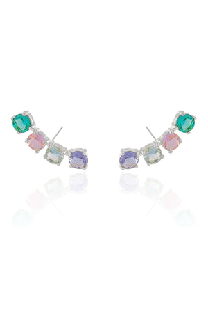 Ear Cuff Pontos de Luz Coloridos 2.9 cm Ródio Branco