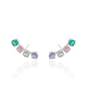 Ear Cuff Pontos de Luz Coloridos 2.9 cm Ródio Branco