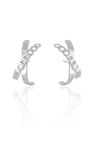 Ear Hook em X Grumet Ródio Branco