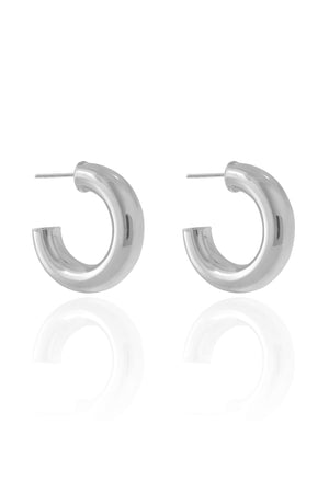 Brinco Argola Tubo Lisa 2.6 cm Ródio Branco