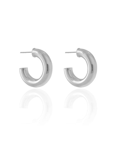 Brinco Argola Tubo Lisa 2.6 cm Ródio Branco