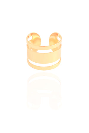 Anel Ajustável Vazado Liso Tamanho M Banhado a Ouro 18K