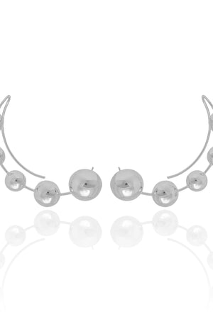 Ear Cuff Bolas Lisas Ródio Branco