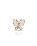 Broche Borboleta Esmaltado Branco com Detalhes Cravejado Cristal